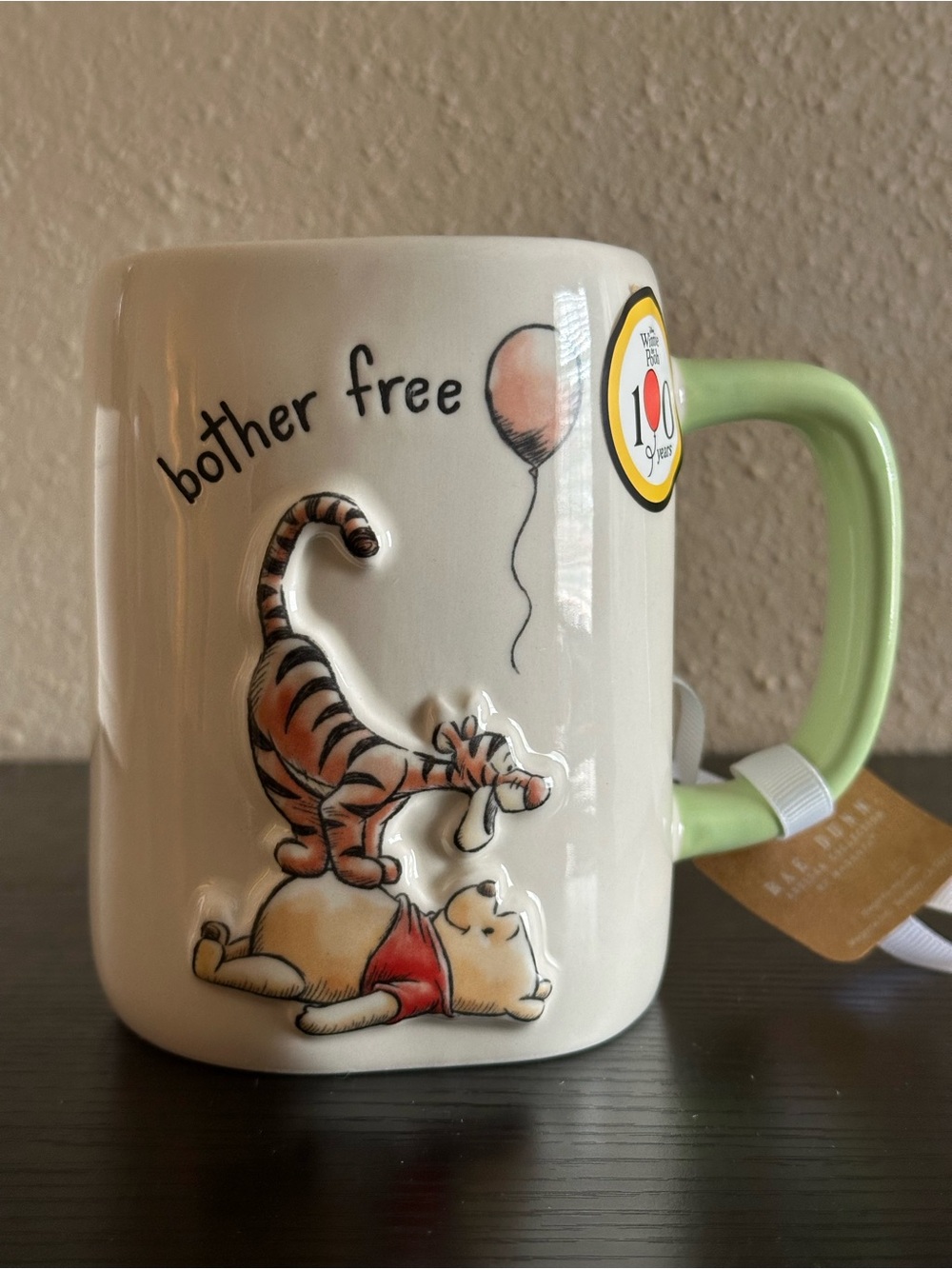 Rae Dunn Disney Winnie The Pooh Tigger Mug Bother Free Green Interior NWT